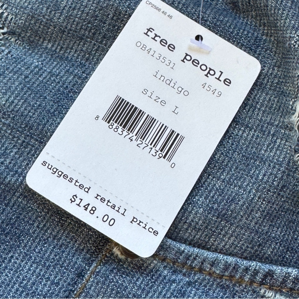 Free people denim, distressed, blue, jean jacket, size, large cotton NWT - Picture 8 of 14